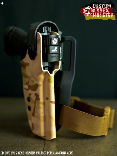 GM OWB Custom Kydex Holster Multi Mount - LVL 2 GEN2 - Walther PDP